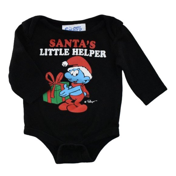 Peyo Smurfs Santa's Little Helper Bodysuit 0-3 Months - Picture 8 of 8
